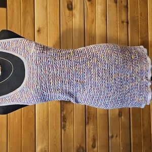 Y2K Knit Mini Dress/Cover-up  Medium Purple Blue Yellow Stretchy